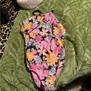 Vibrant Floral One-Piece Swimsuit with Ruffle